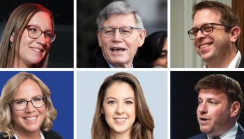 Liberal MPs, top row from left, Karina Gould, Terry Duguid, and Chris Bittle continued their riding's historic bellwether status, while Conservatives, bottom from left, Connie Cody, Sabrina Cobra, and Roman Baber flipped seats that have long stuck with the governing party.
