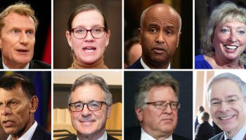 Former Liberal cabinet ministers Marc Miller, clockwise from top left, Karina Gould, and Ahmed Hussen are all chairing House committees, as is Conservative MP Marilyn Gladu. Red Chamber chairs include Pierre Dalphond (PSG), Rob Black (CSG), Michael MacDonald (CPC), and Hassan Yussuff (ISG).