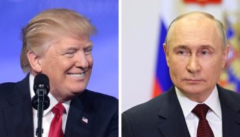 Donald Trump, left, and President Vladimir Putin.