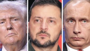 Donald Trump, Volodymyr Zelenskyy, and Vladimir Putin.