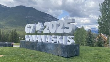 G7 at the International Media Centre in Banff, Alta. The Hill Times photograph by Neil Moss